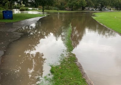 Following a storm event when the water has nowhere else to go